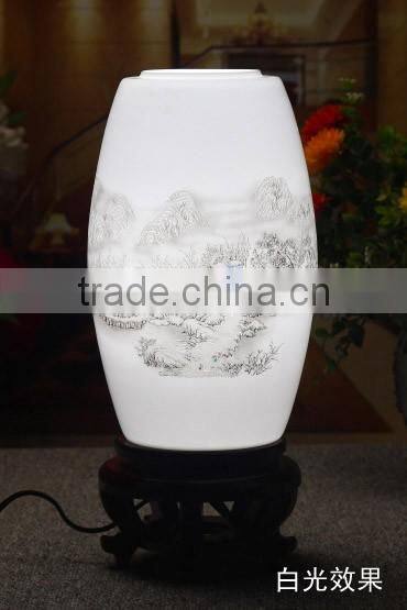 Wedding Gift Mother day's Gift valentines gift AntiqueTable Lamp Jingdezhen Ceramic Bamboo Craft Bedside LED E27 220v 110v