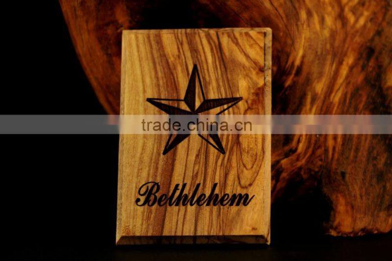 Olive Wood Carved Magnets Bethlehem Star. Hand Made