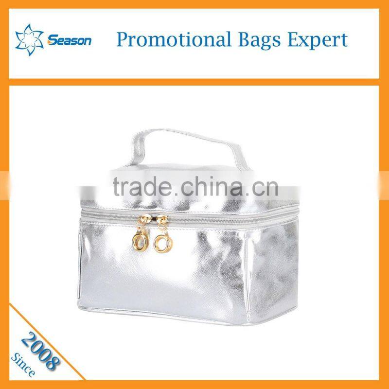 Square ladies daily travel cosmetic bag with mirror