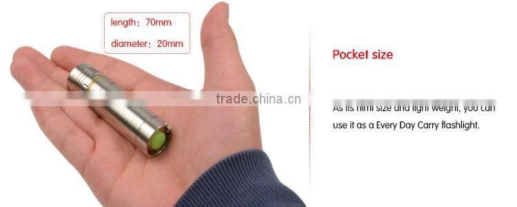 LuckySun 304 stainless steel mini LED flashlight in led flashlights 16340 torch light rechargeable battery