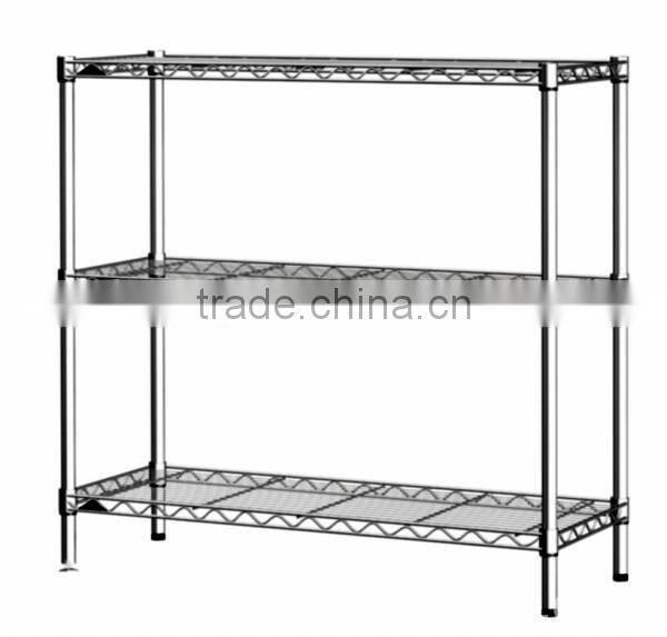 3 Tiers Chromed Metal Wire Shelving, Storage Rack