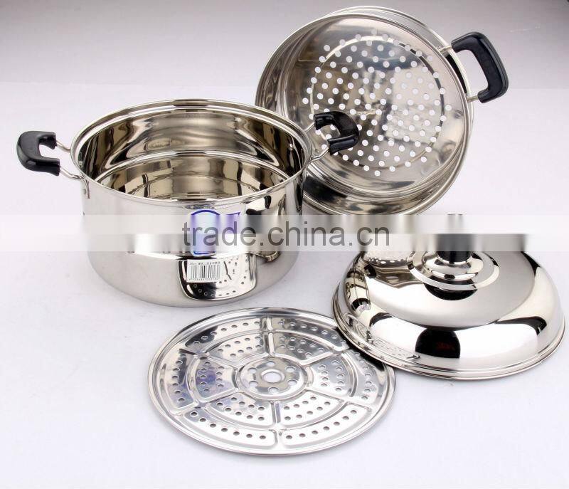 Stainless Steel Steamer with 2 layer grates cookware