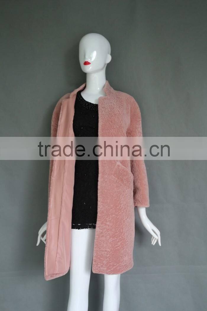 Factory direct whoesale lady's sheared merino lamb fur double face jacket