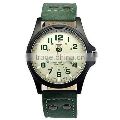 branded SOKI Brown Military Army Date Watch Mens Leather Band Wristwatch fashion china supplier
