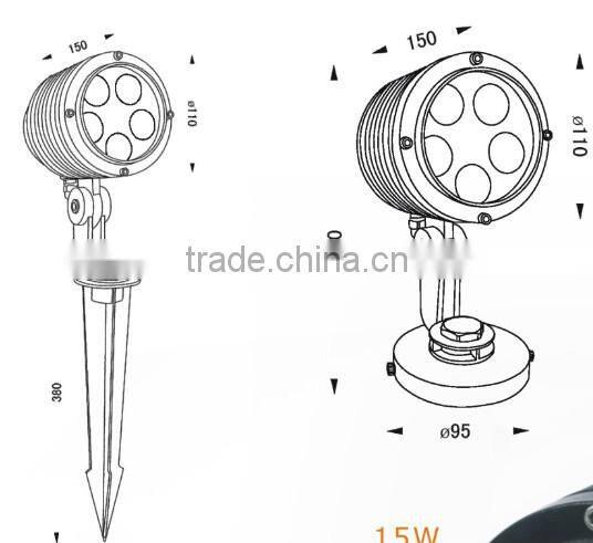2016 Architectural lighting IP65 15W aluminum garden light spot 220v outdoor led garden light