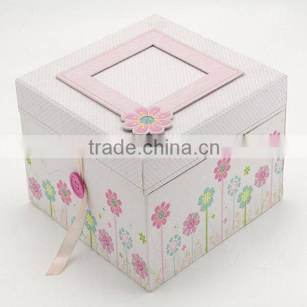 Wholesale Custom Paper Packaging Lovely Ribbon Closure Cosmetic Storage Box