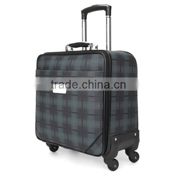14 inch , 4 Wheels , soft PVC case , nylon zipper trolley travel luggage bag