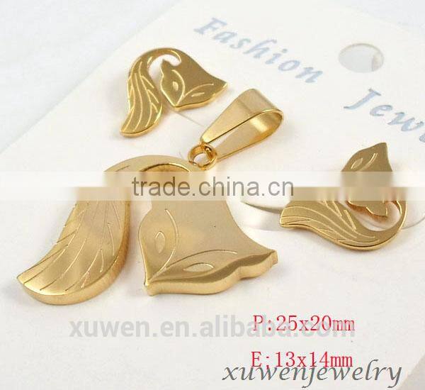 gold plated tone owl stainless steel dubai gold plated jewelry set