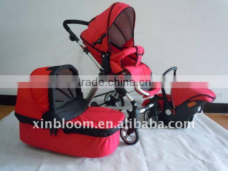 travel baby Pram 3 in 1 with 5 safe belt, 3 postion seat,