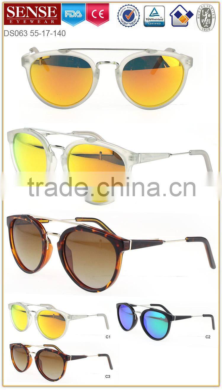 MIX colors 2015 sale designer blue and orange mirror with combination material vintage sunglasses in alibaba china
