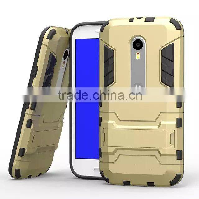 Factory Price Iron-Bear Shockproof Rugged Hybrid Stand Case Cover For Moto G3