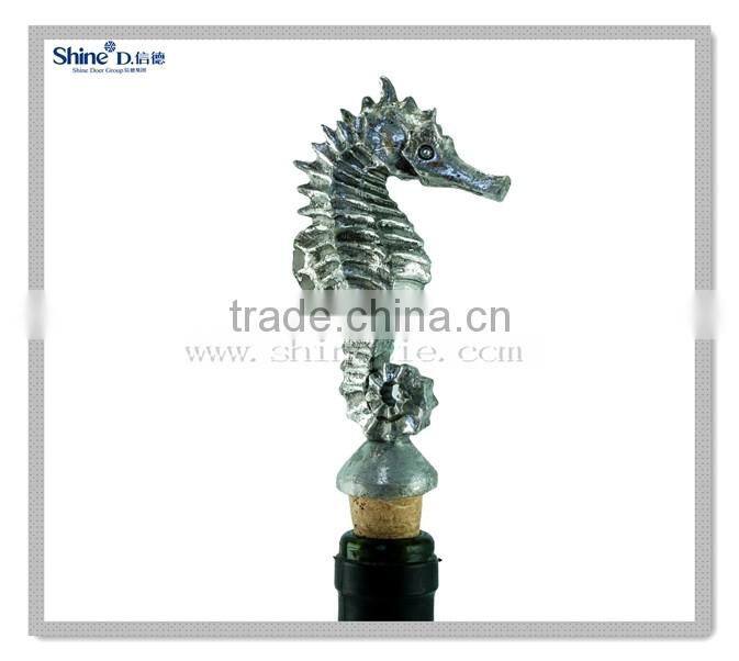 silver foil lighted seahorse bottle stopper/octopus wine bottle stopper with wooden cork make you own wine bottle stopper