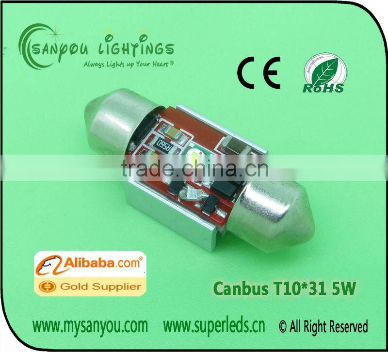 High quality auto T10 led light T10*31mm 5w canbus car led lights