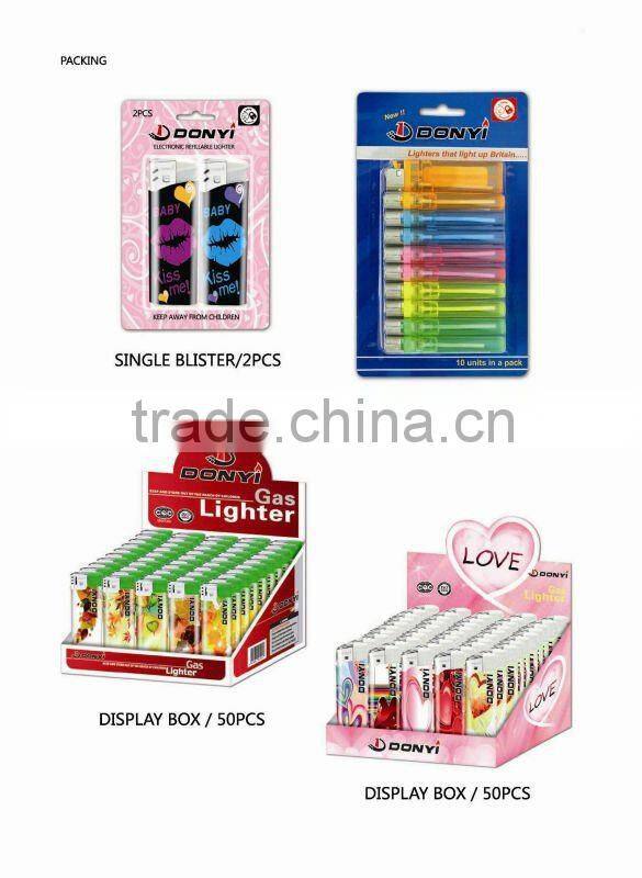 Refillable piezo lighter,shrink with PVC photo. ISO9994 , CPSC and EN13869