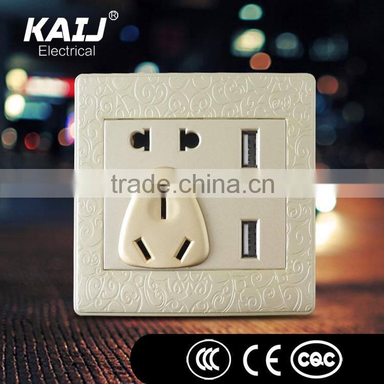 Wall mounted double 2 usb universal switch socket