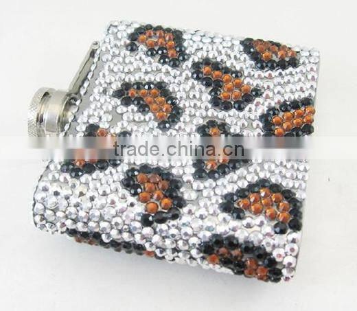 Whiskey Pocket Stainless steel Hip Flask With Rhinestone