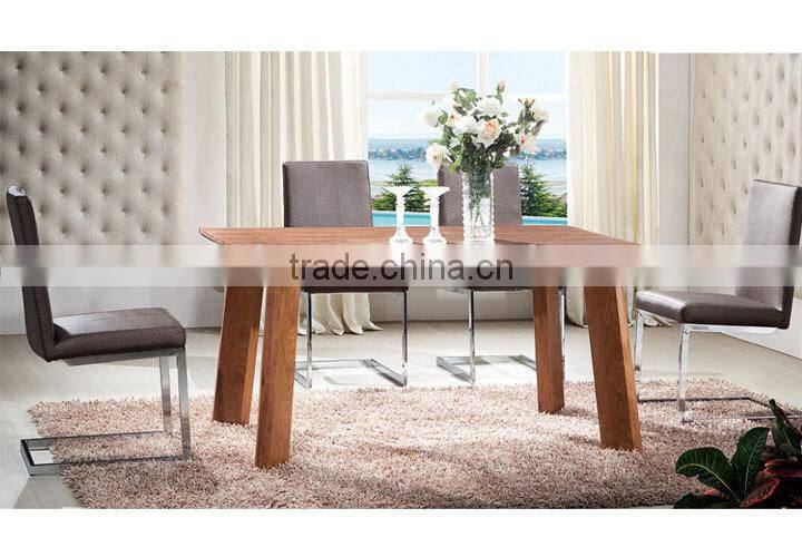 TB elegent coffee leather squared chromed leg dining chair