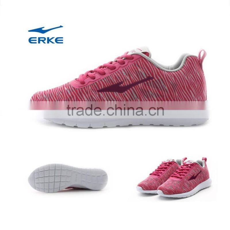 ERKE wholesale dropship breathable fly knitted mesh china brand womens sports running shoes
