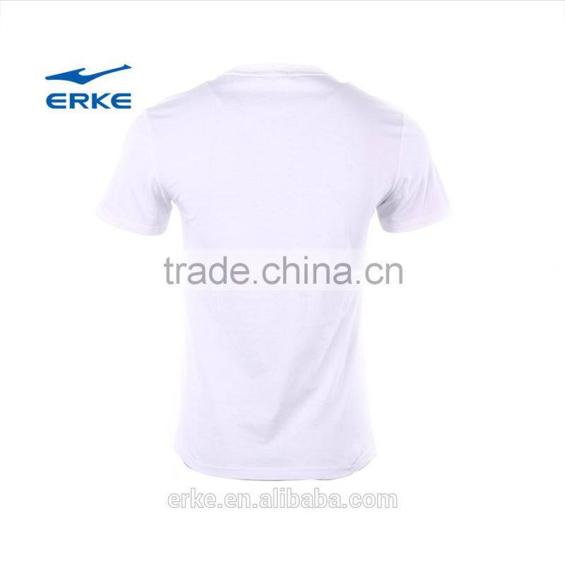 ERKE 100% cotton mens summer comfortable round neck sports short sleeve t shirt with fasion printing cheap wholesale