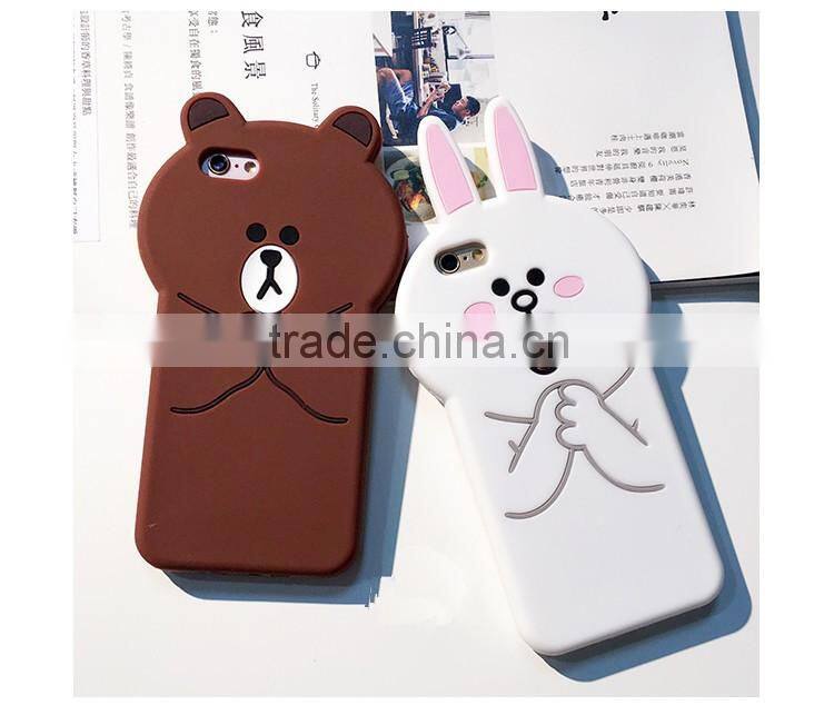 Fashion Korea 3D Cute Lovely Cartoon Lover Bear Rabbit Chicken Soft Silicone Shockproof Phone Protector Case for iPhone6 6s Plus