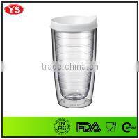 24oz double wall plastic reusable coffee cup with lid