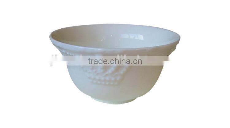 Wholesale fine royal new bone china white embossed ceramic bowl with crown design