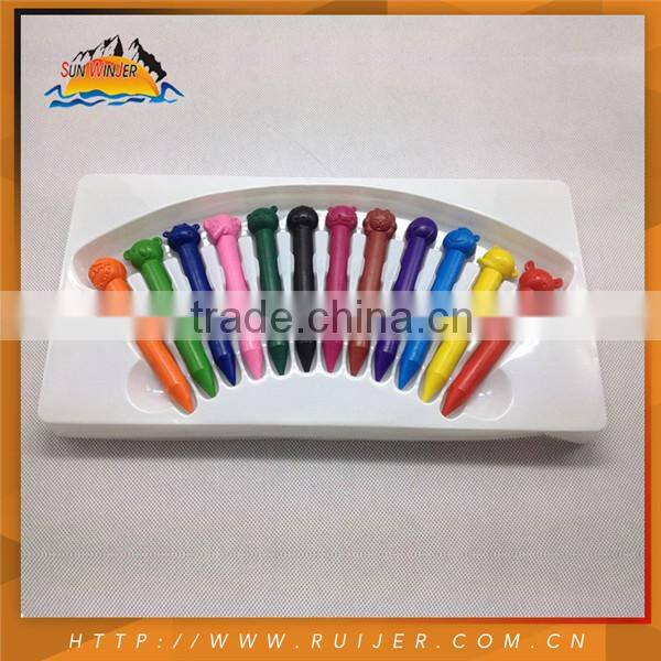 12 Animal Head Unique Design Factory Made Non Toxic Wax Crayon