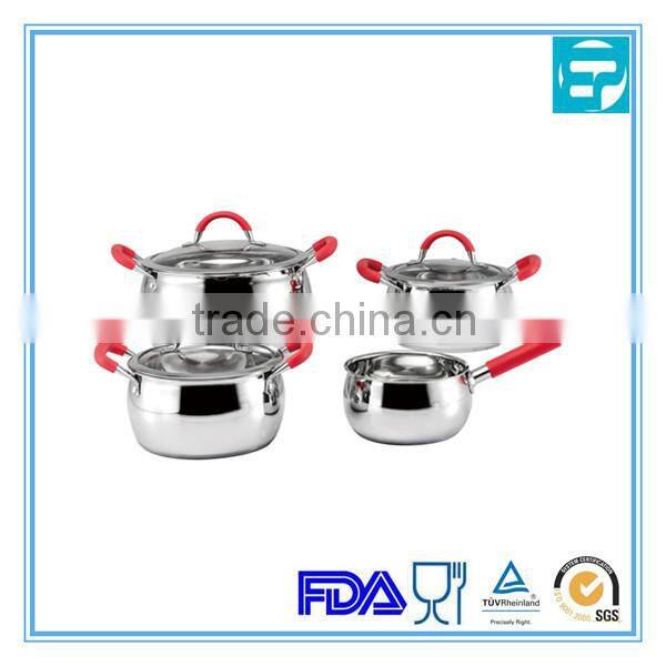 6Pcs red Silicone cookwares set stainless steel