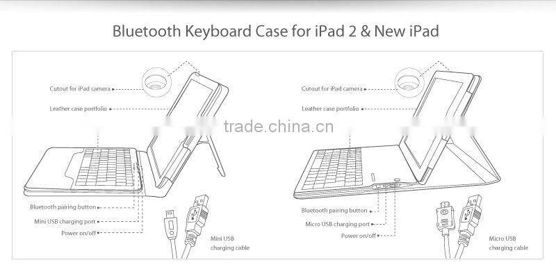 2013 New Tablet Bluetooth Keyboard with Stand Leather Cover for new iPad