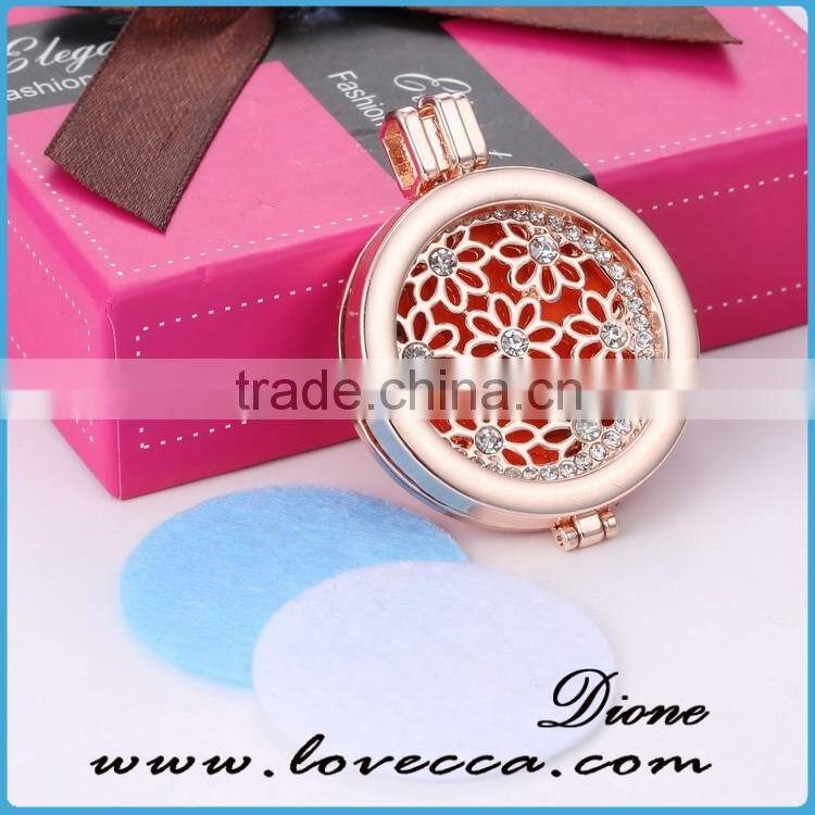 Rose gold Aroma Jewelry Essential Oil Diffusing Locket Pendant Necklace For Aromatherapy