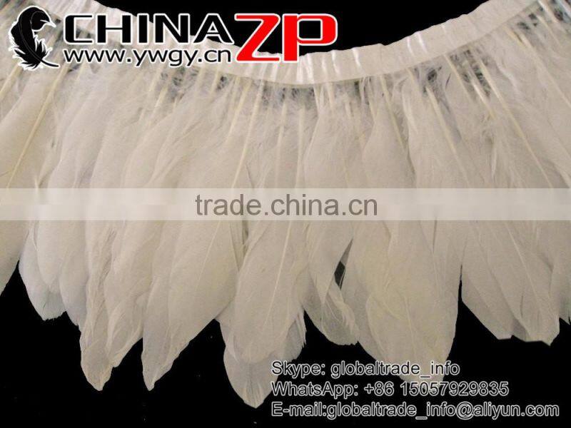Gold Supplier ZPDECOR Factory Wholesale Popular Top Style Dyed Ivory Goose Satinettes Feathers Trim Fringe