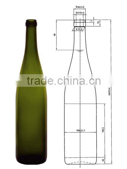 Glasslucky 2014 hot sale dark green 1500ml glass grape wine bottle holder