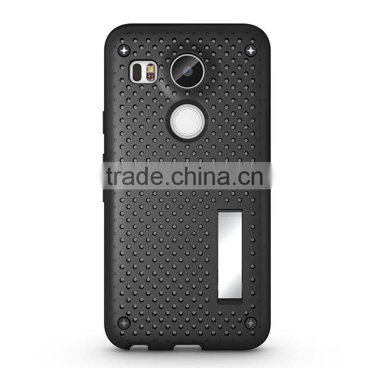 Cell Phone Accessories Dual Layer Kickstand Mesh Cover Case for Nexus X5