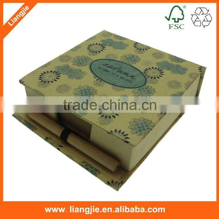 Hard paper box memo pads, notepads with ballpen and holder