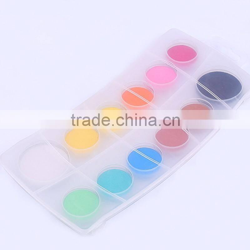 Bulk 12pcs solid powdered tempera watercolor paint cakes set artist professional quality in plastic box for kid