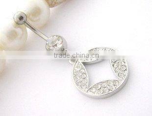 fashion copper cash stainless steel navel piercing jewelry