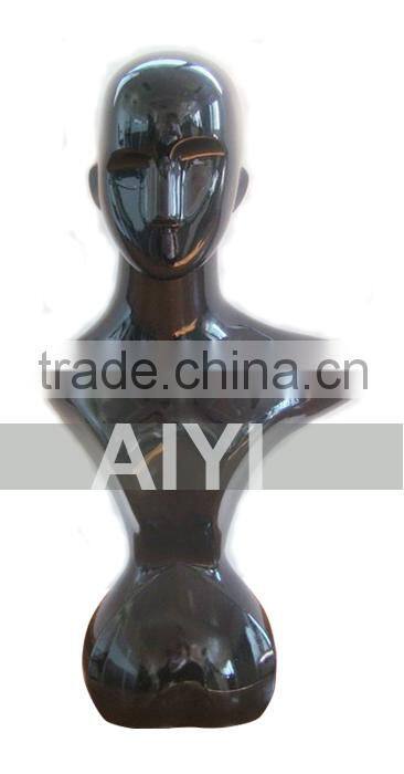 glossy black fashion window display female mannequin head for hats