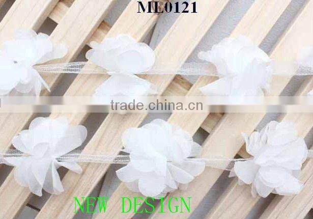 19colors Barcode bud silk chiffon flowers lace trimming
