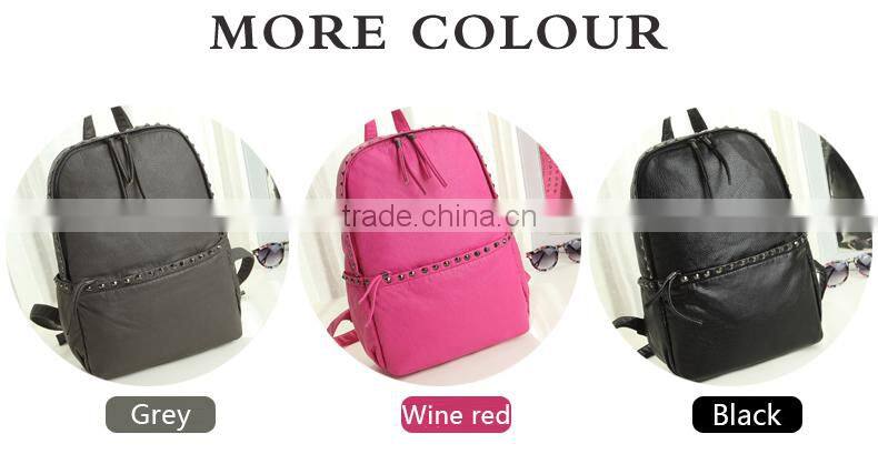 2016 Most popular wicker zipper waterproof backpack and Rivets shoulder bag