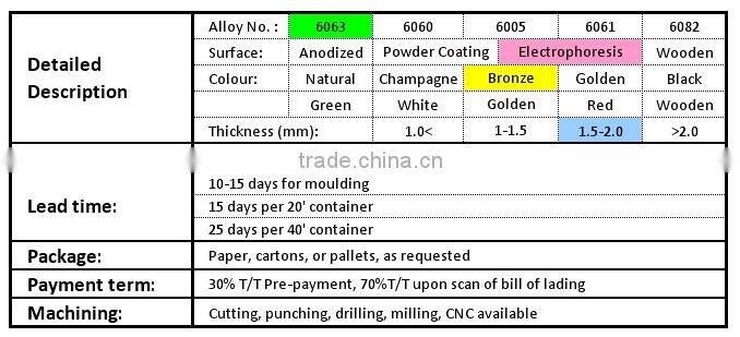 electrophoresised aluminum profile for windows