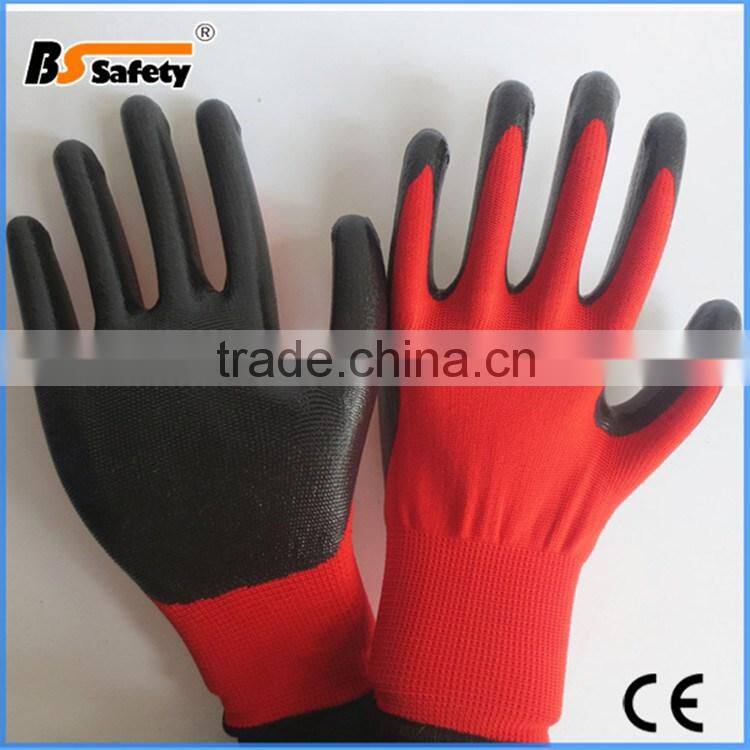BSSAFETY Polyester kintted nitrile coated working gloves direct from factory