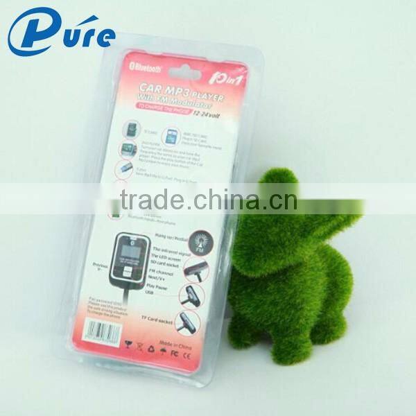 2016 Hot sale car usb mp3 music player bluetooth car kit FM transmitter with Cigarette lighter power supply