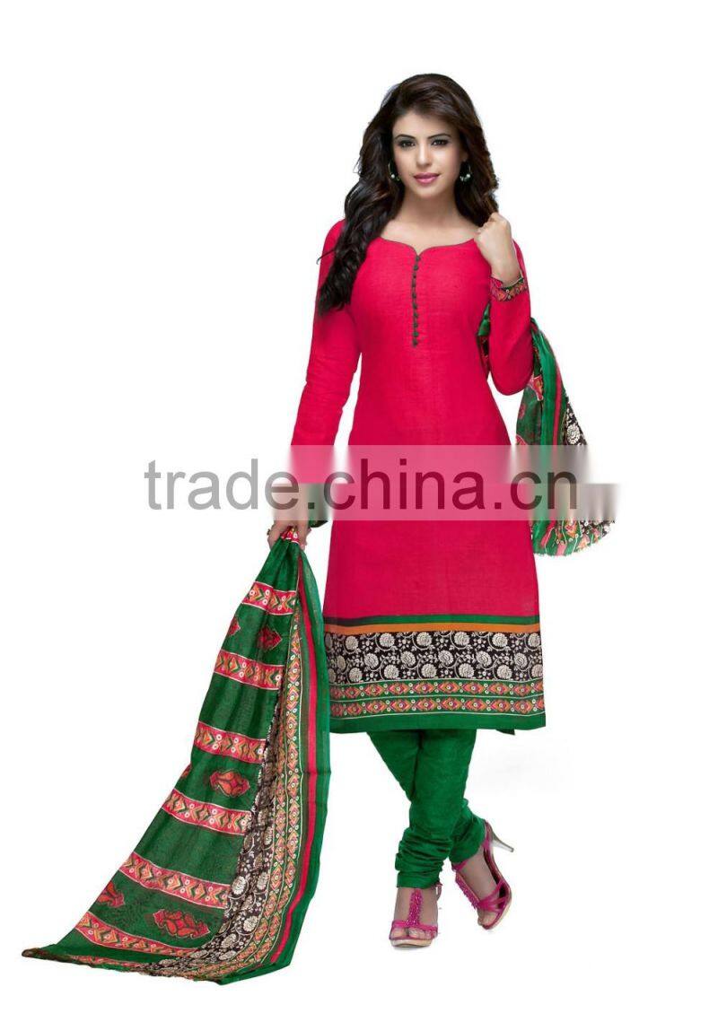 Red south cotton dress material
