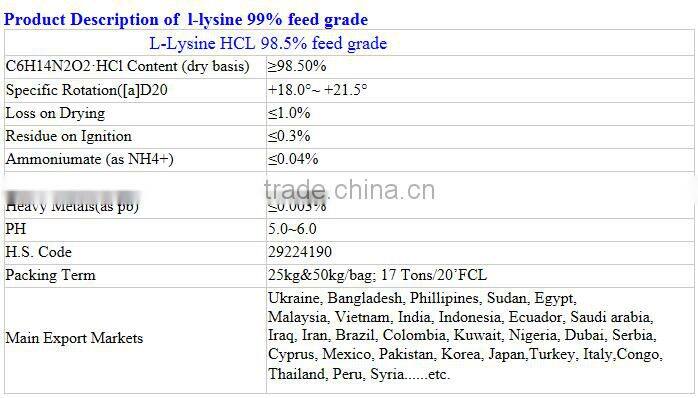 High Quality Feed Grade L-lysine 98.5%(CAS NO.657-27-2)