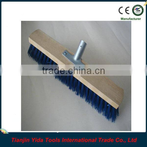 Wood block street cleaning brushwith metal adaptor