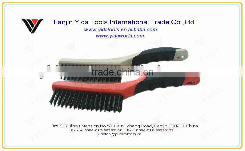soft grip steel wire brush with scraper