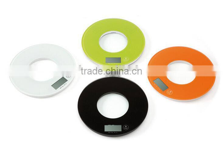 Colorful super thin glass kitchen scale 5kg/1g