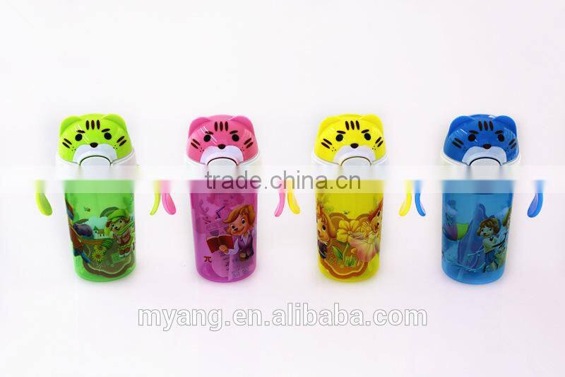 2015 wholesale children space water bottle with straw/BPA free plastic water bottle with straw