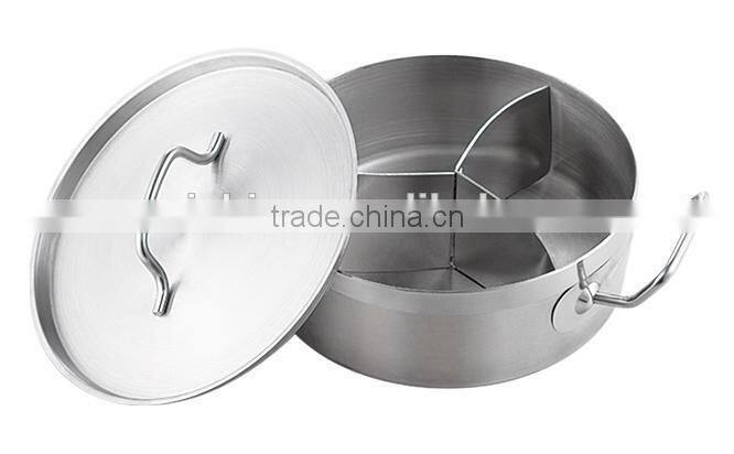 Two Handle Hot Pot With Three Compartments Without Lid