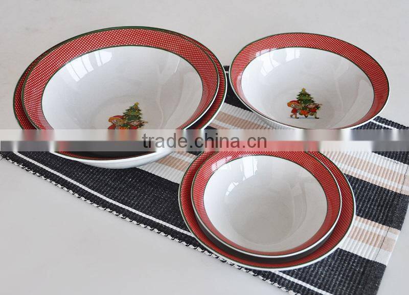 Cermaic Bowl Set, Salad Bowl with Decal Printing, 10/9/8/7/6 inch Ceramic Bowl